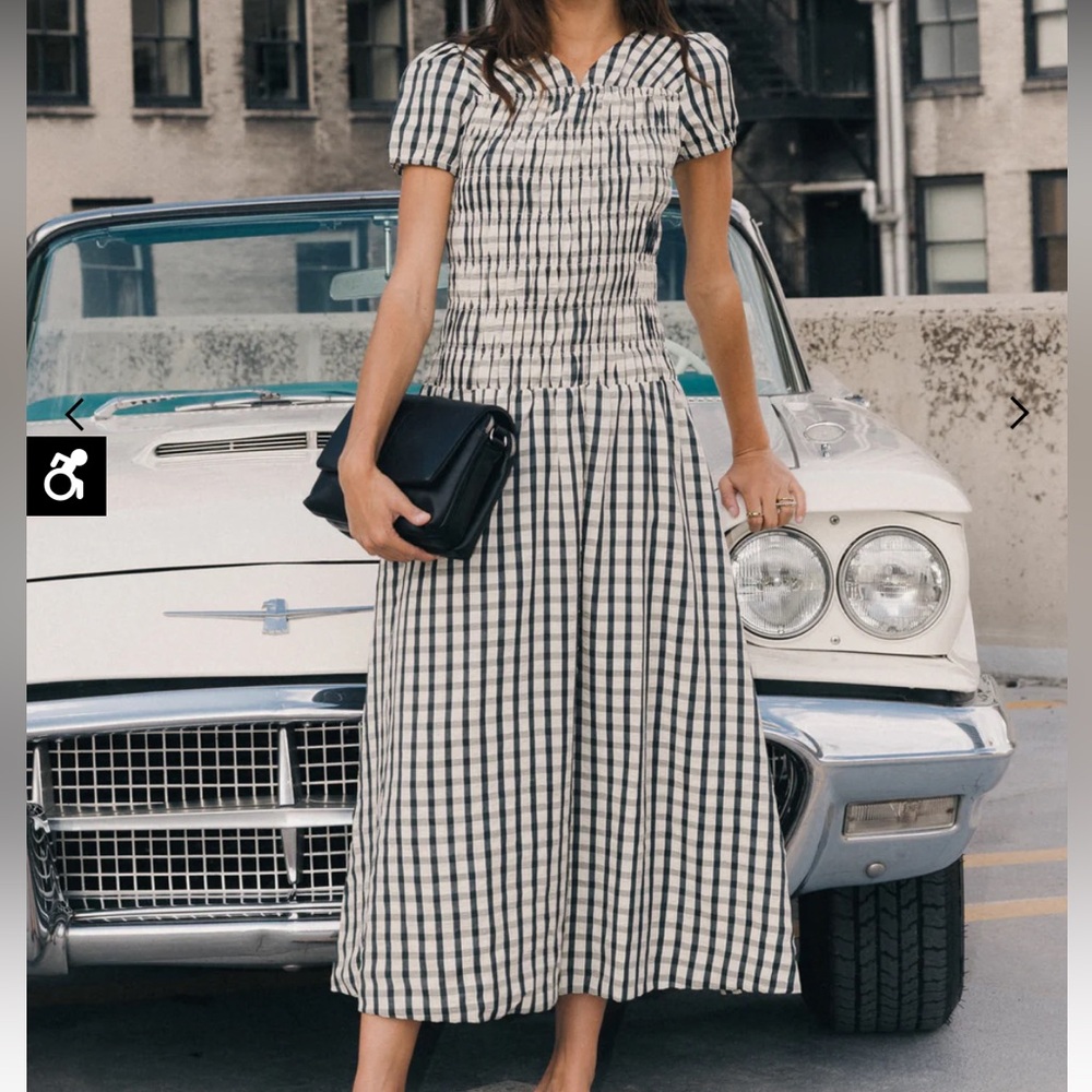 Bohme Erin Smocked Maxi Dress in Navy